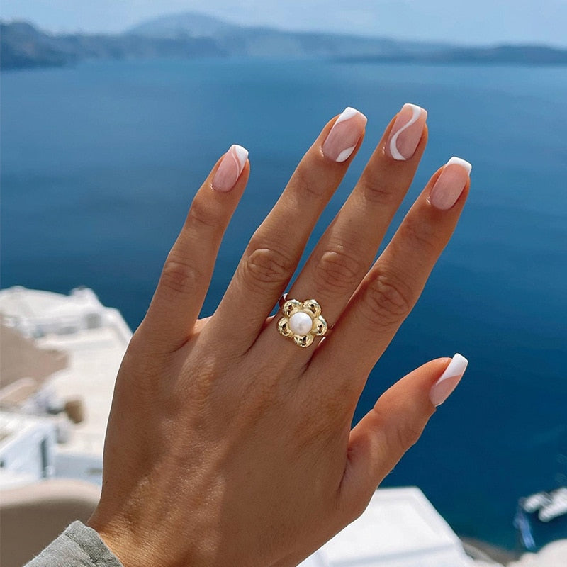 24pcs false nails with almond head French artificial nails with glue Long Paragraph Manicure full cover Stiletto press on nails 1808