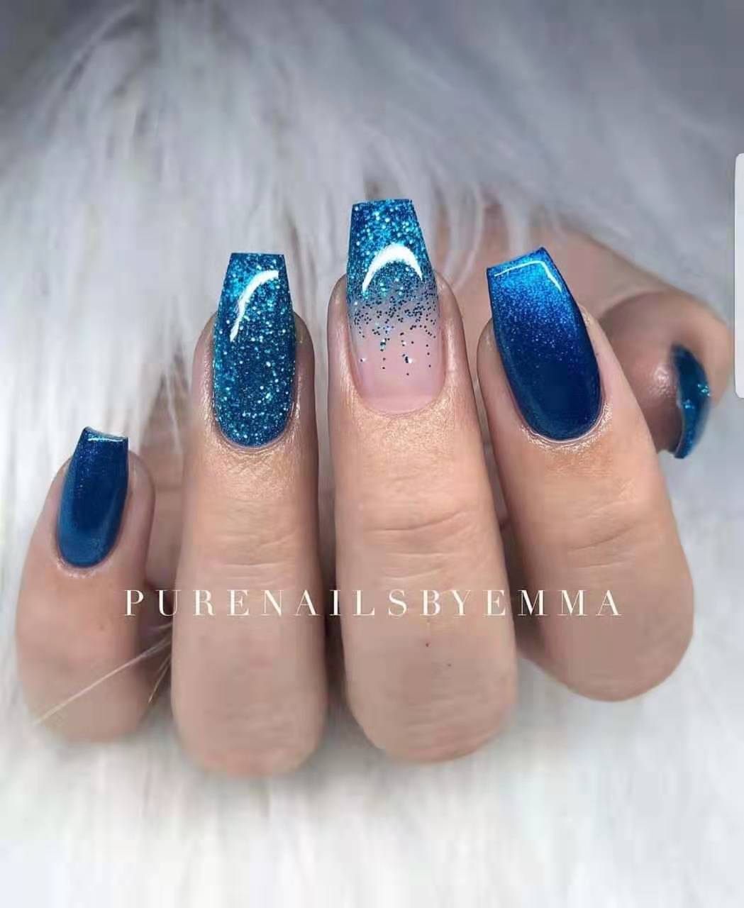 24pcs removeable false nails with glue Ballet nails with designs Gradient Shinny brown press on nails coffin glitter fake nails W1