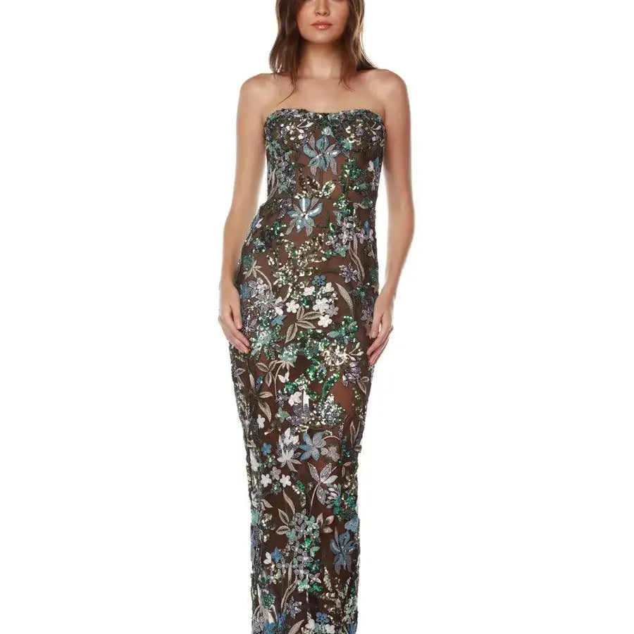 High Quality Women Sexy Strapless Embroidery Bodycon Long Dress Elegant Evening Party Birthday Fashion Celebrate Dress Outfit