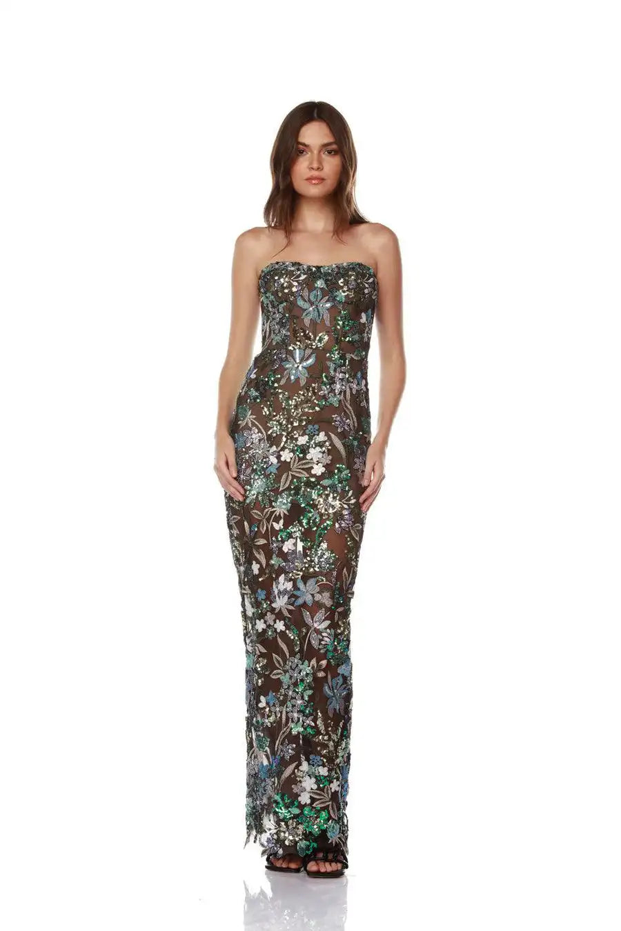 High Quality Women Sexy Strapless Embroidery Bodycon Long Dress Elegant Evening Party Birthday Fashion Celebrate Dress Outfit