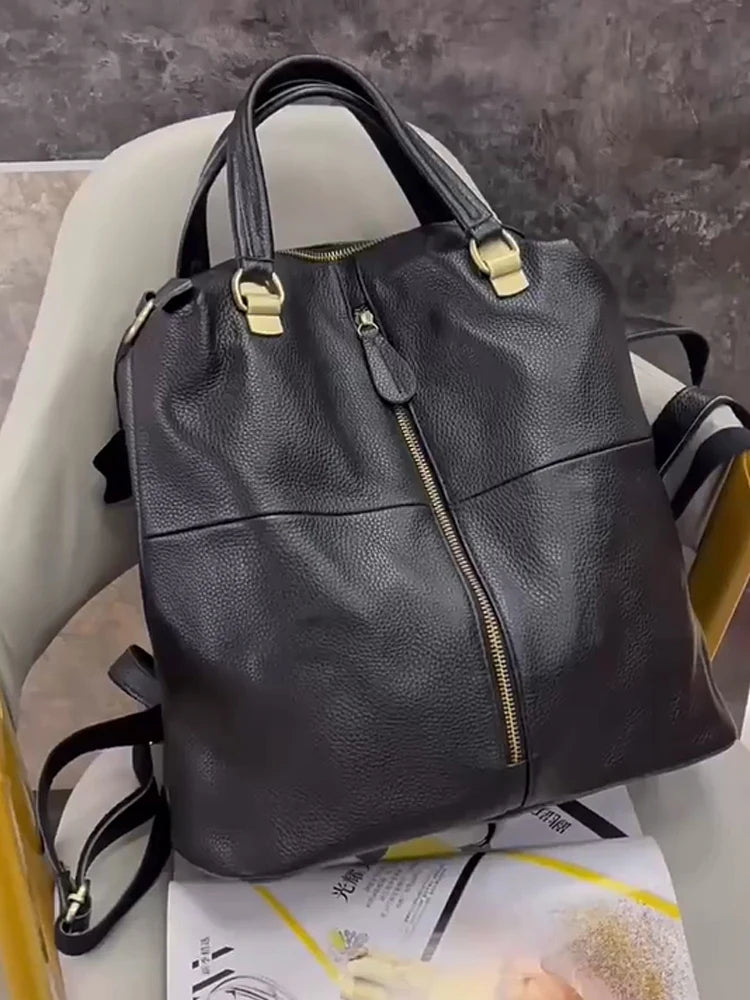 Vintage Women's Genuine Leather Outdoor Backpacks Anti-Theft Large School Bag Designer Travel Satchel Shoulder Crossbody