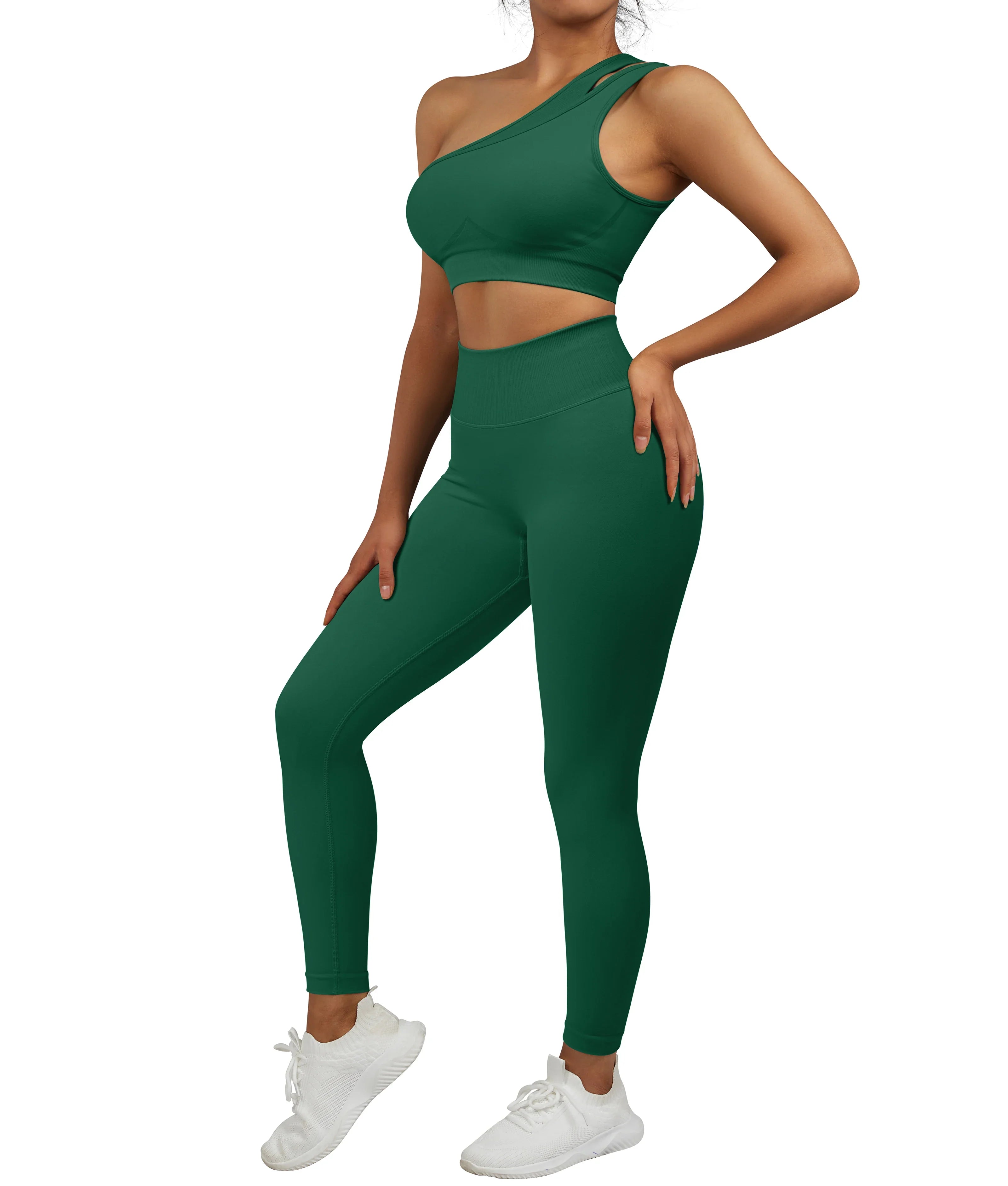 One Shoulder Yoga Sets Women Sportswear Gym Clothing High Waist Leggings Workout Gym Outfits Fitness Wear Sports Yoga Suits SS321GS