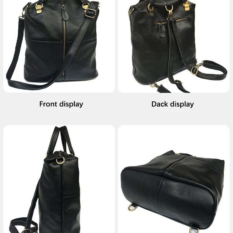 Vintage Women's Genuine Leather Outdoor Backpacks Anti-Theft Large School Bag Designer Travel Satchel Shoulder Crossbody