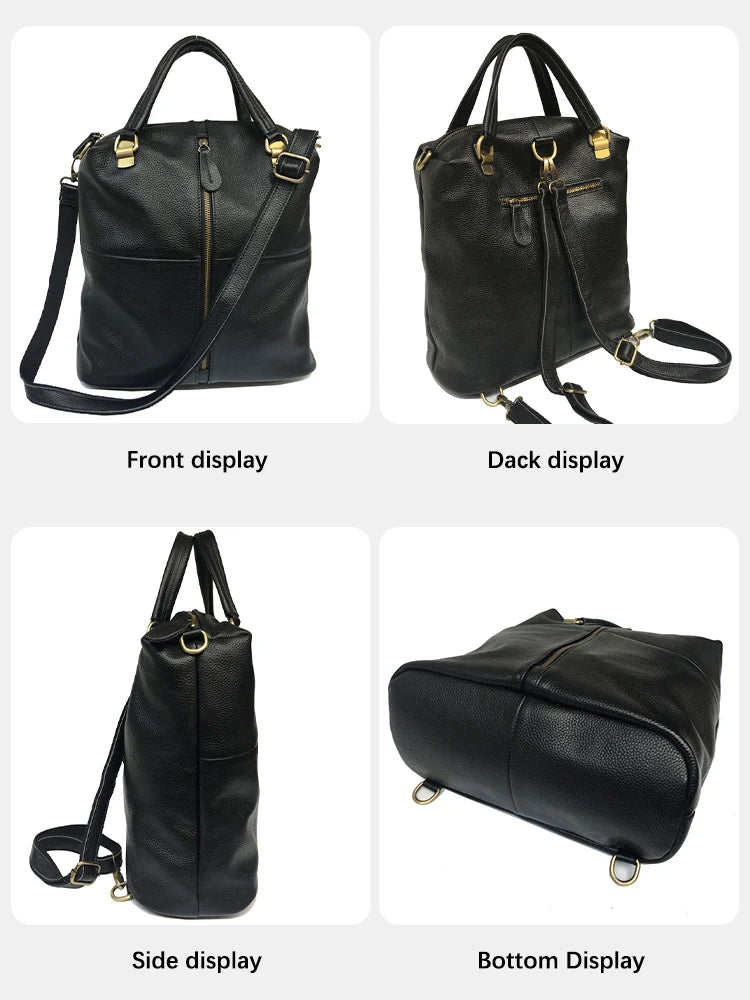 Vintage Women's Genuine Leather Outdoor Backpacks Anti-Theft Large School Bag Designer Travel Satchel Shoulder Crossbody