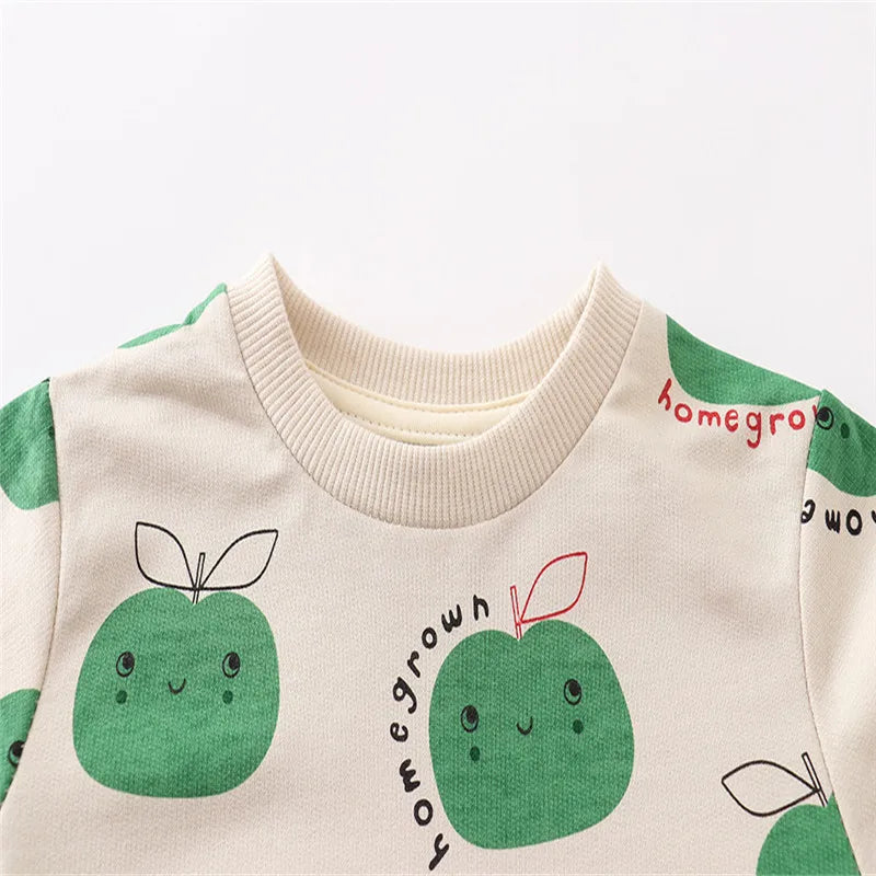Apples Print Girls Sweatshirts Hot Selling Children's Clothes Long Sleeve Autumn Shirts