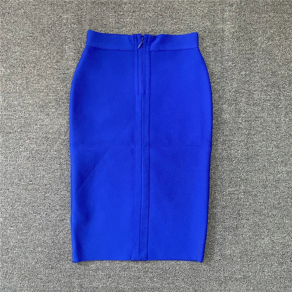 Women Rayon Bandgae Skirt Elegant Pencil Skirt Celebrity Sexy Club Party Wear Vintage Vestios