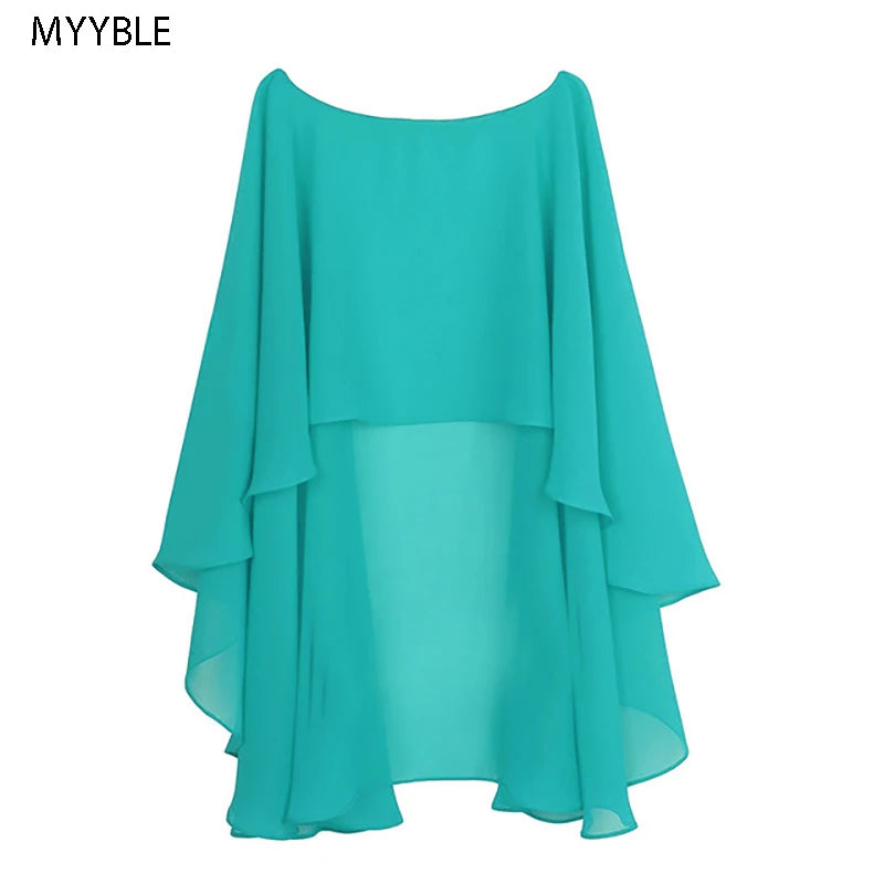 Womens Ladies Soft Wedding Capes Wedding Jacket Wraps Chiffon Shrug Bridal Bolero Long Shawl and Wraps Evening Wedding Cover Up Green