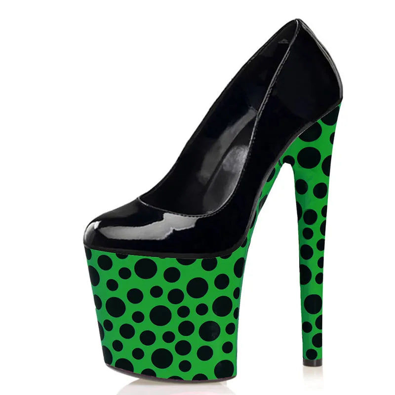 Green Sexy Slip On Ankle Straps Women's/Girl's Pumps 20CM Super High heeled Pumps Dance Party Pumps 1