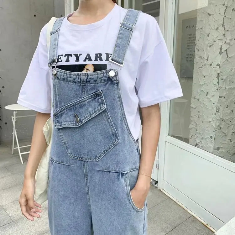 Denim Jumpsuits Women Pant Woman Jeans High Waist Denim Pants Wide Leg Denim Clothing Blue Jeans Vintage Fashion