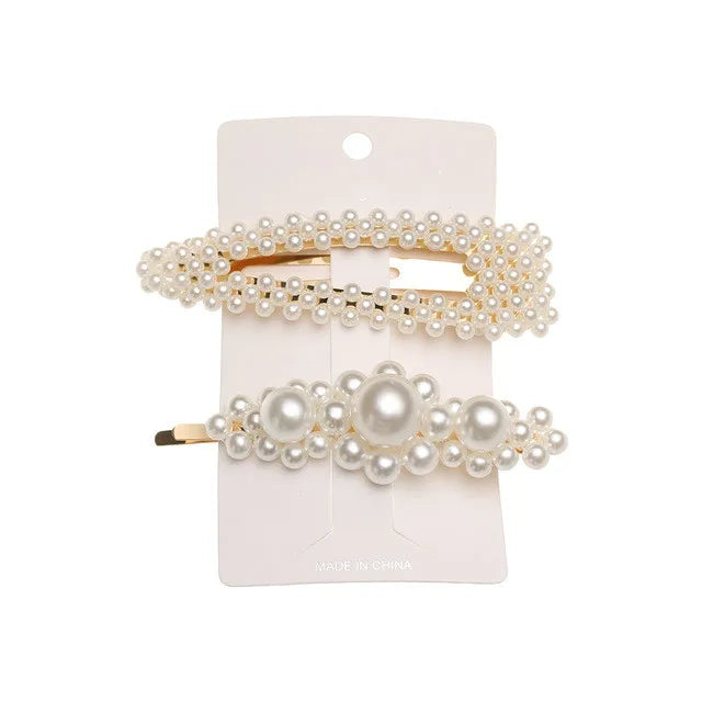 5Pcs/Set Fashion Pearl Hair Clip Snap Button Hair Pins for Women Sweet Pearl Hairpin Hair Clips Jewelry Lady Barrette Stick 18 Gold color