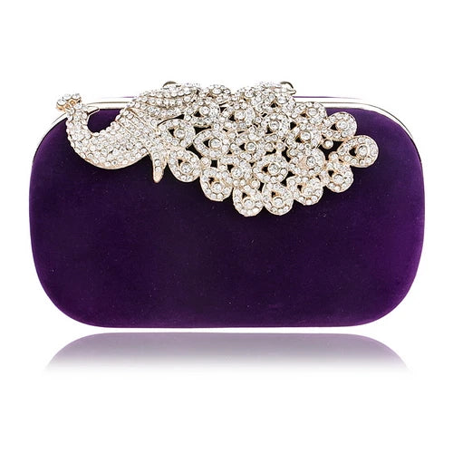Clutch evening bags Crown rhinestones evening bags purse shoulder bag for wedding Diamonds Lady Purse Mini Evening Bags YM1009purple