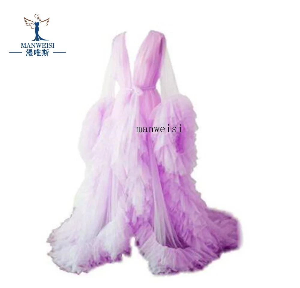 Maternity Robes Wedding Shawl Pregnant Women Sexy Tulle Bathrobe Dresses Photo Shoot Party Fluffy Baby Shower Gowns