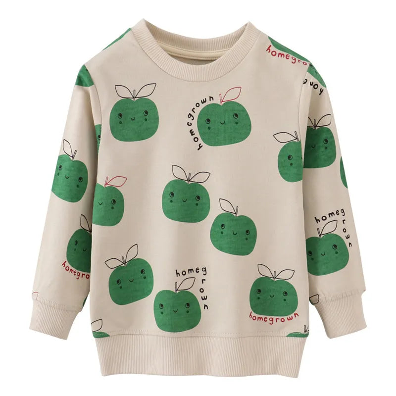 Apples Print Girls Sweatshirts Hot Selling Children's Clothes Long Sleeve Autumn Shirts T9119 apples