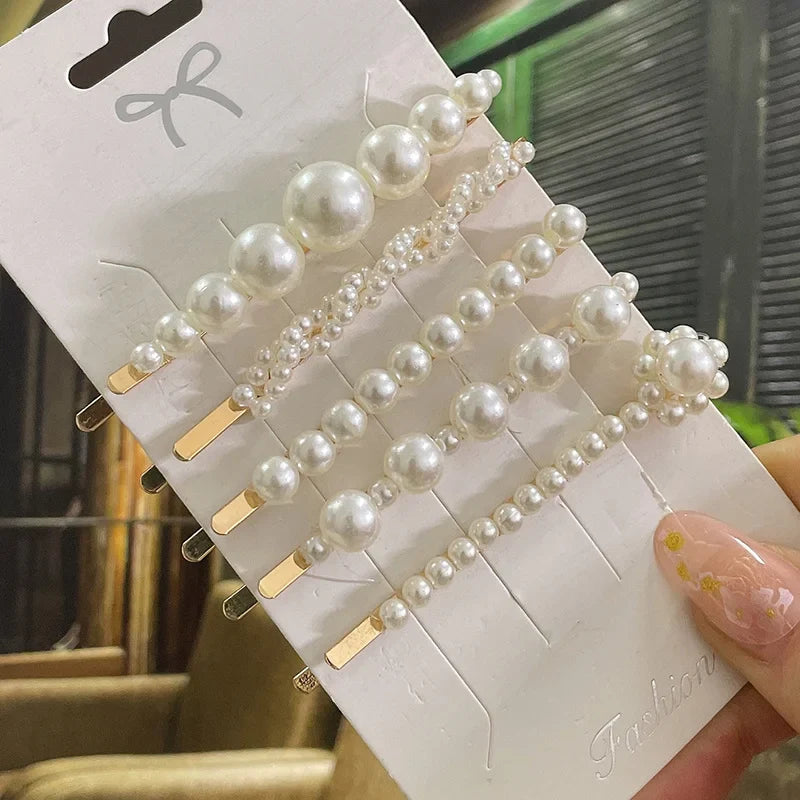 Simulated Pearl Hair Clips For Women Korean Women Hairpins Girl Geometric Hair Barrettes Fashion Hairgrip Hair Accessories Set 1