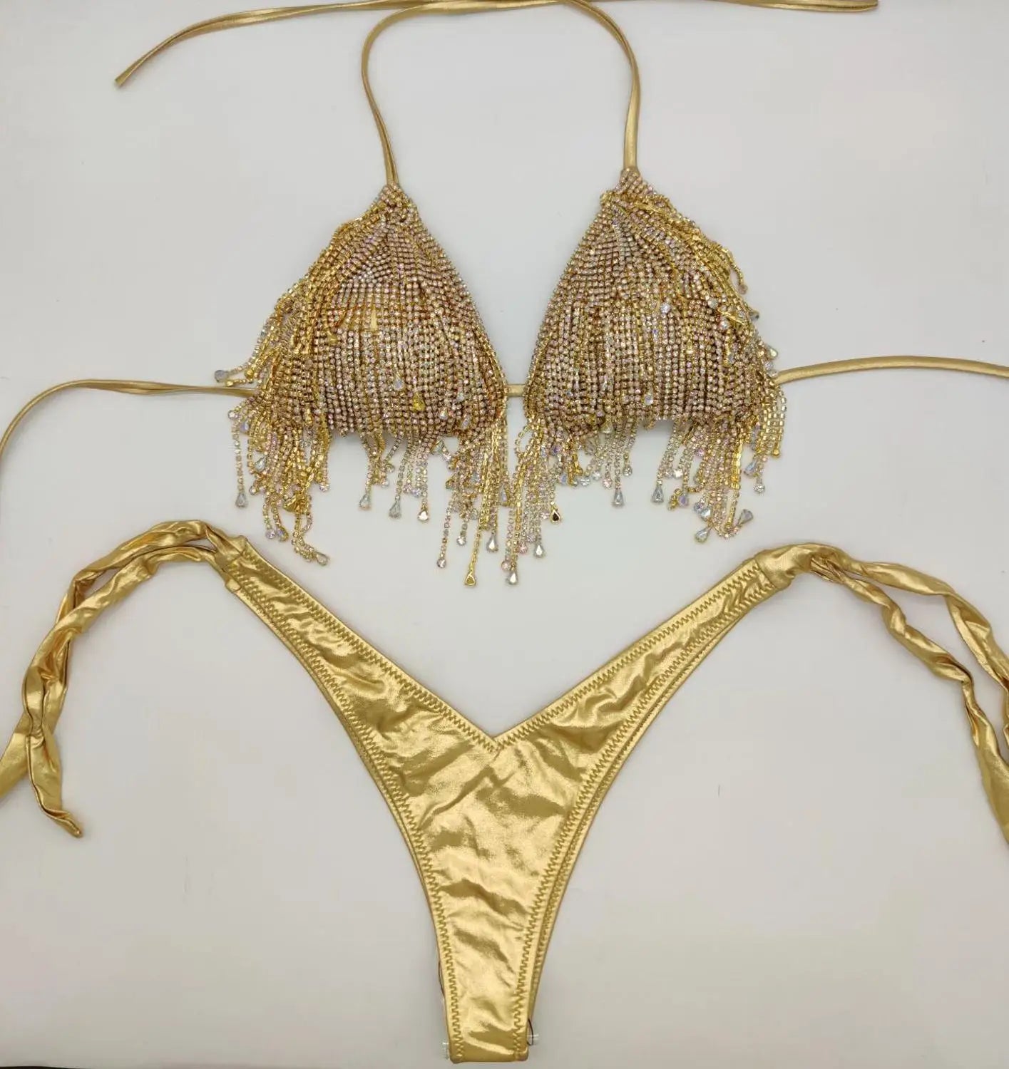 Crystal bikini diamond swimwear biquini diamond bikini beachwear popular swim suit rhinestone swimsuits bikini Golden