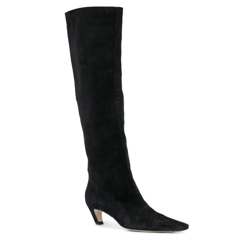 Big Size 34-43 Women's Shoes 2024 Autumn Winter Elastic boots Nubuck Flock Chelsea boots Tip Knee High Knight Long Boots