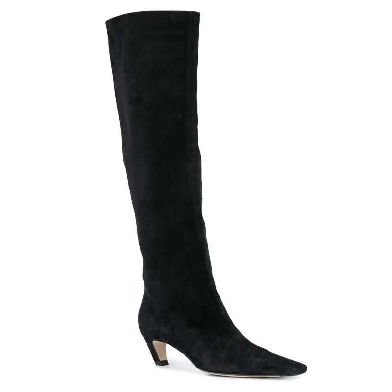 Big Size 34-43 Women's Shoes 2024 Autumn Winter Elastic boots Nubuck Flock Chelsea boots Tip Knee High Knight Long Boots