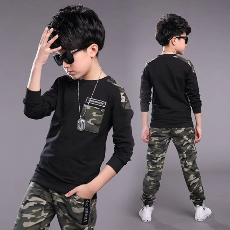 Children Clothing Sets For Boys Camouflage Sports Suits Spring Kids Tracksuits 2021 Teenage Boys Sportswear 4 6 8 9 10 12 Years