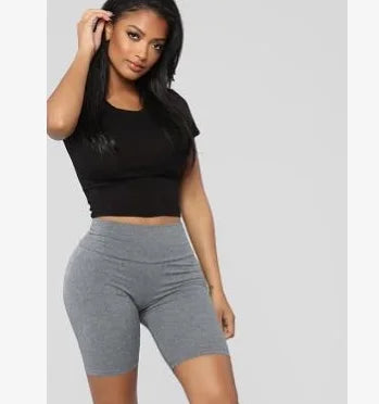Calças de bandagem de rayon elásticas cinza preto e branco de celebridades de alta qualidade, shorts esportivos justos da moda