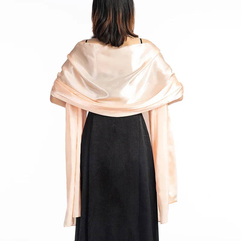 19 Colors New Arrival Women Evening Wraps Shawls 240*70cm Satin Long Formal Wedding Party Ladies Bolero 2 Size Can Choose baby pink