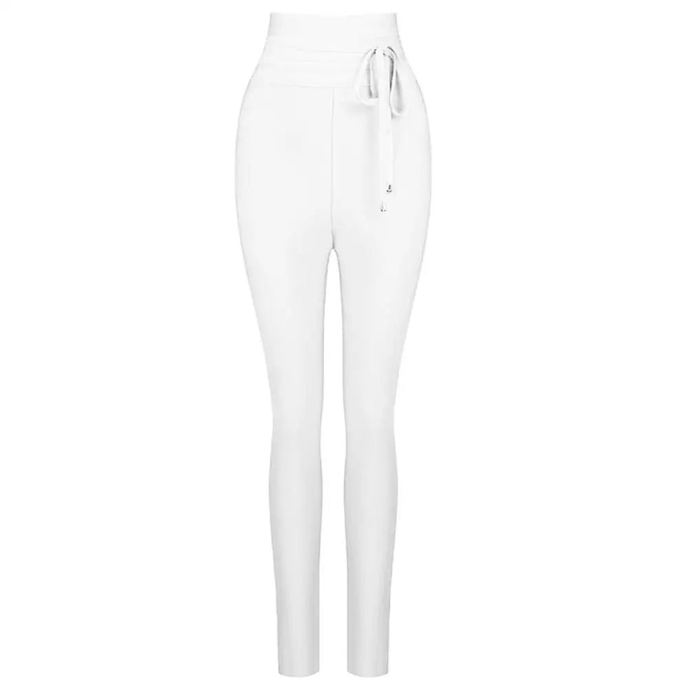 Preto cinza rosa rayon bandagem calça sexy moda celebridade calça