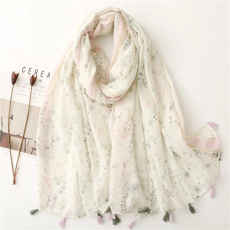 2023 Fashion Paisley Abstract Floral Tassel Viscose Shawl Scarf Lady High Quality Wrap Thin Pashmina Stole Muslim Hijab 180*90Cm 54