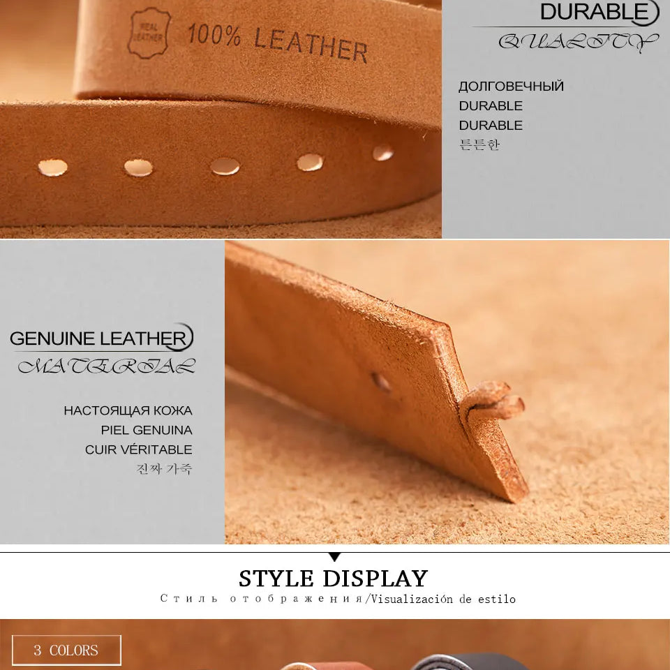 Top Cow genuine leather belts for men luxury designer high quality fashion style vintage brown cowboy male belt