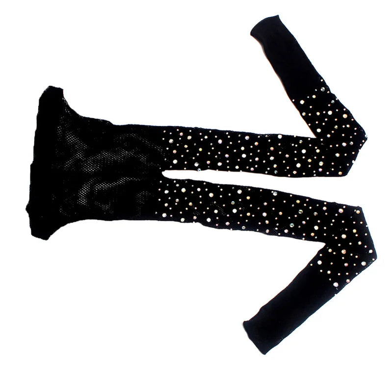 Sexy Women Mesh Pantyhose Ladies Rhinestone Glitter Tights Diamonds Crystal Tights Thin Kingsize Fishnet Stockings