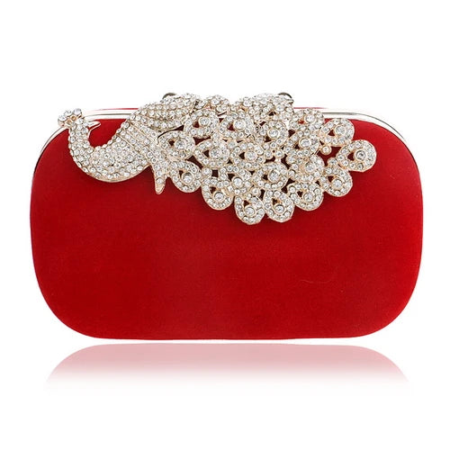 Clutch evening bags Crown rhinestones evening bags purse shoulder bag for wedding Diamonds Lady Purse Mini Evening Bags YM1009red
