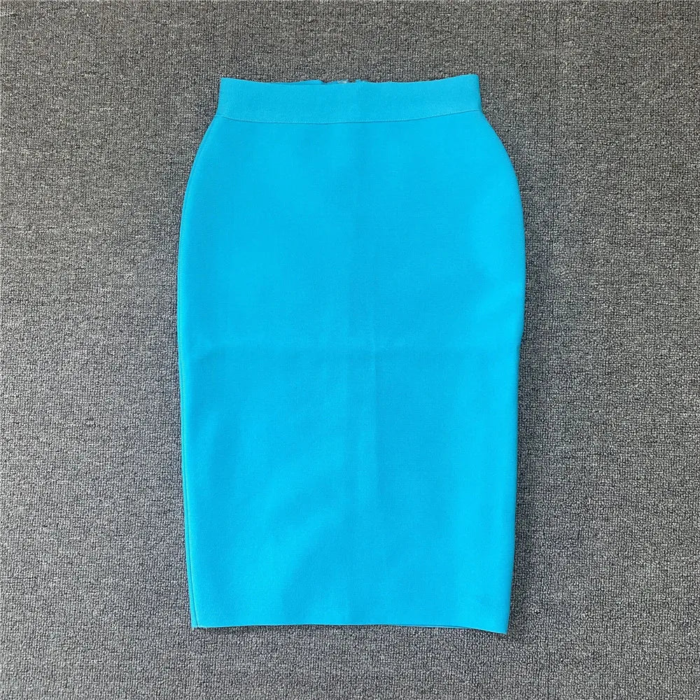 Women Rayon Bandgae Skirt Elegant Pencil Skirt Celebrity Sexy Club Party Wear Vintage Vestios