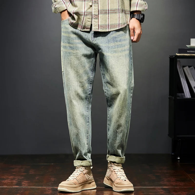Jeans For Men Baggy Pants Loose Fit Harem Pants Vintage Clothes Men Fashion Pockets Patchwork Large Trousers Oversized 42