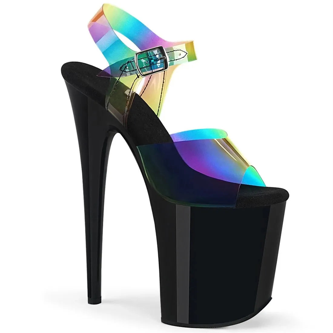 Sandalias Women's Sandals Ladies Pumps Fashion PVC Buckle Strap 20CM Thin High Heels waterproof Party Wedding shoes for woman black
