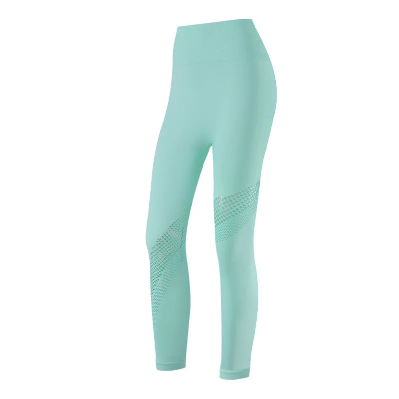 Seamless Yoga Set Sport Outfits Women 2pcs Two Piece Hollow Long Sleeve Crop top Leggings Workout Wear Gym Suit Fitness Sets Green Legging