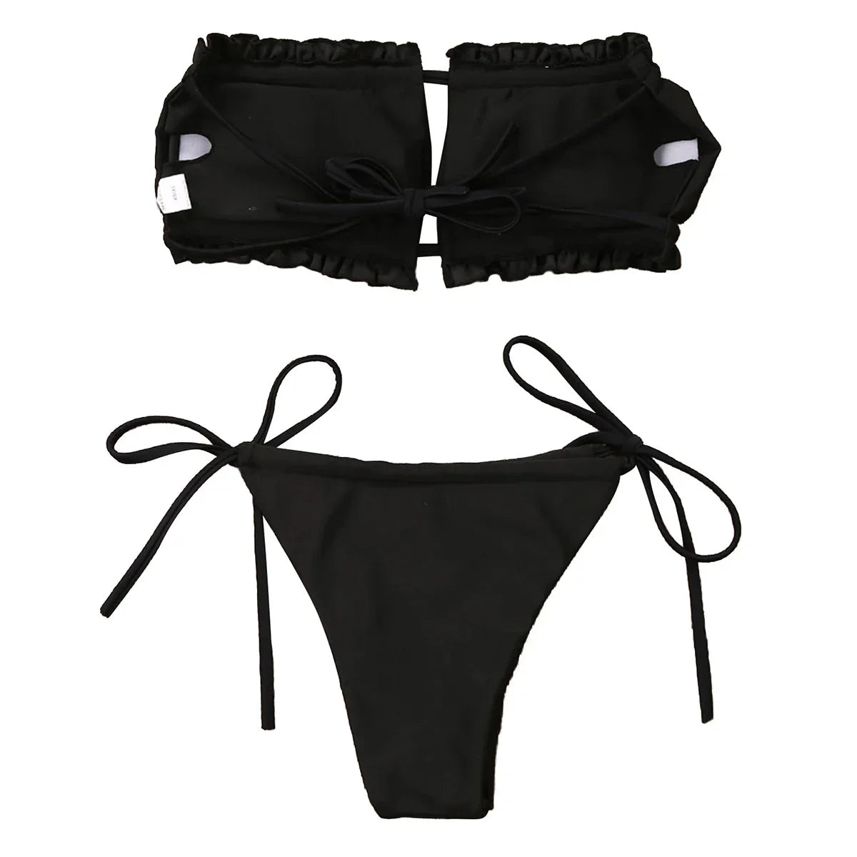 Push Up Padded Women Swimwear Bathing Suit Hirigin Sexy Straples Ruffles Bandage Women Bikini Set Pure Color Summer wear