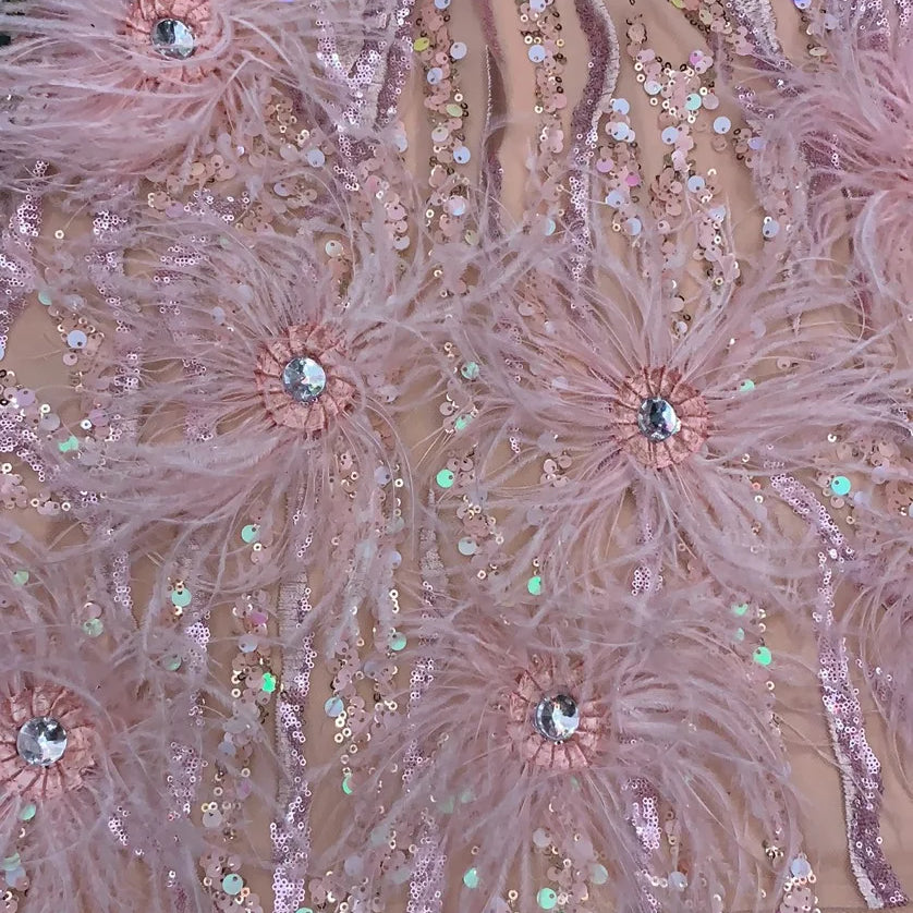 Pink Mini Feather V-neck Fashion Bodycon Dress Night Club Party Bodycon Dress