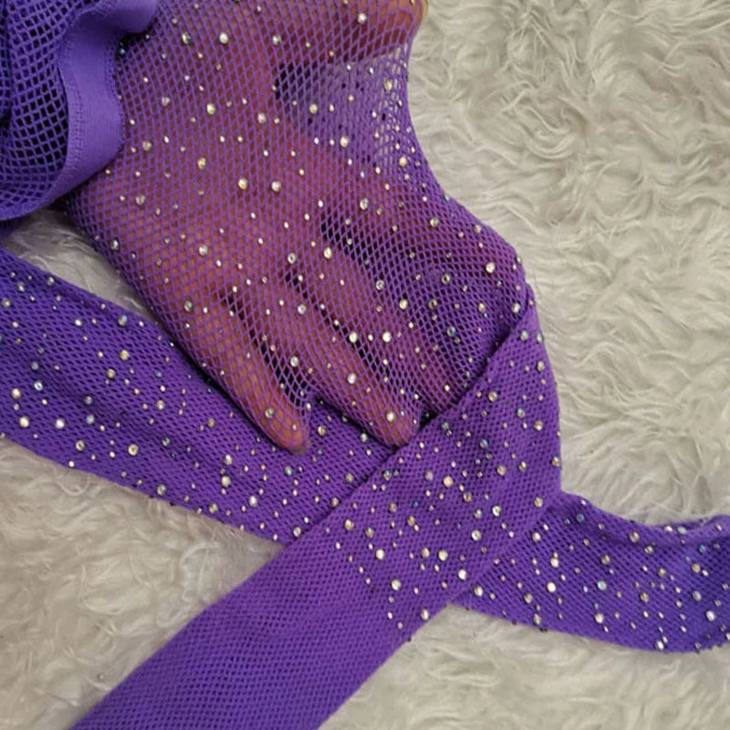 Sexy Glitter Small Mesh Thin Pantyhose Women Individuality Shiny Fishnet Tights Sell Well light purple one size