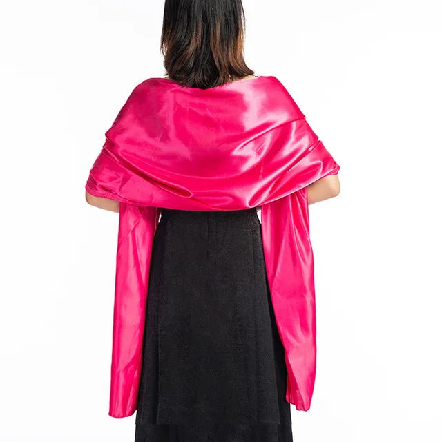 19 Colors New Arrival Women Evening Wraps Shawls 240*70cm Satin Long Formal Wedding Party Ladies Bolero 2 Size Can Choose rose red