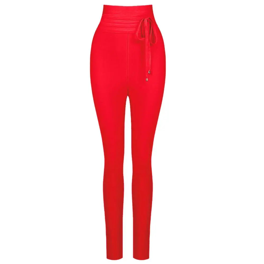 Preto cinza rosa rayon bandagem calça sexy moda celebridade calça