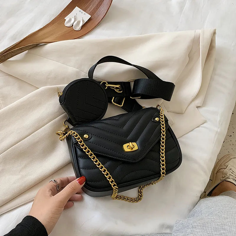Crossbody Bag for Women New Purse and Handbag Female Travel PU Leather Shoulder Bag Ladies Luxury Brand Designer Chain Bag small black 20x15x7cm