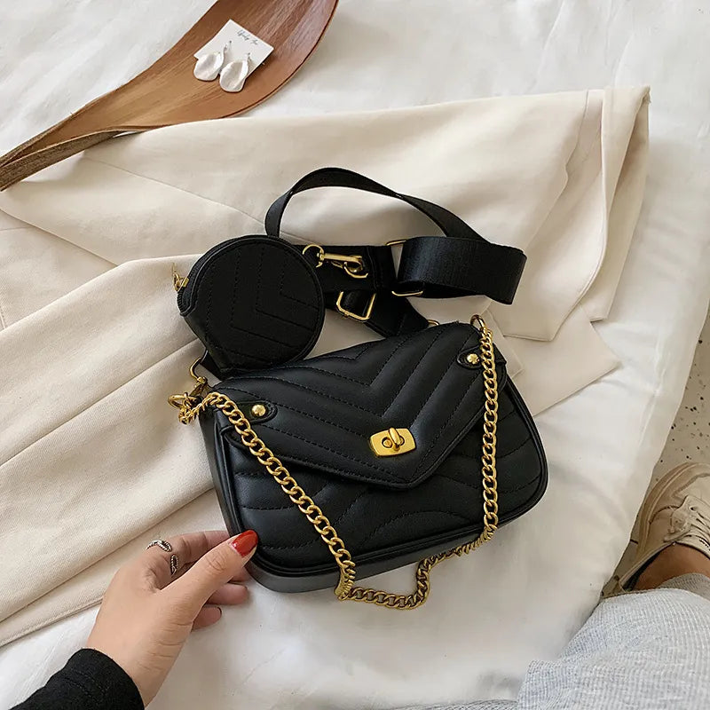 Crossbody Bag for Women New Purse and Handbag Female Travel PU Leather Shoulder Bag Ladies Luxury Brand Designer Chain Bag small black 20x15x7cm
