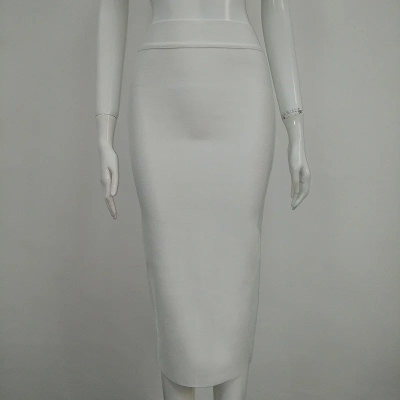 Women Candy Color Sexy Neon Green Brown Orange Yellow Knee Length Bandage Pencil Skirt 2020 Designer Skirt Faldas 78cm