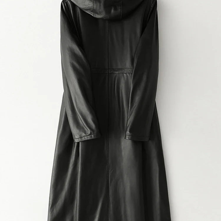 Winter Long Warm Thick Black Leather Coat Women with Fur Inside Elegant Luxury Faux Fur Lined Jacket Parka Fashion 2021