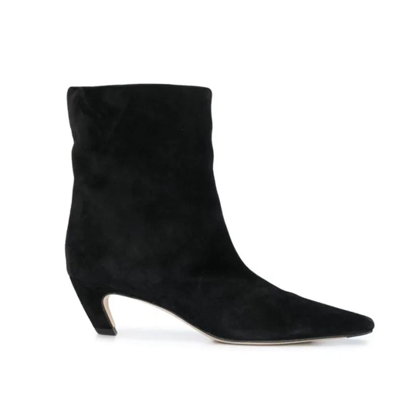 Big Size 34-43 Women's Shoes 2024 Autumn Winter Elastic boots Nubuck Flock Chelsea boots Tip Knee High Knight Long Boots RM5319 black
