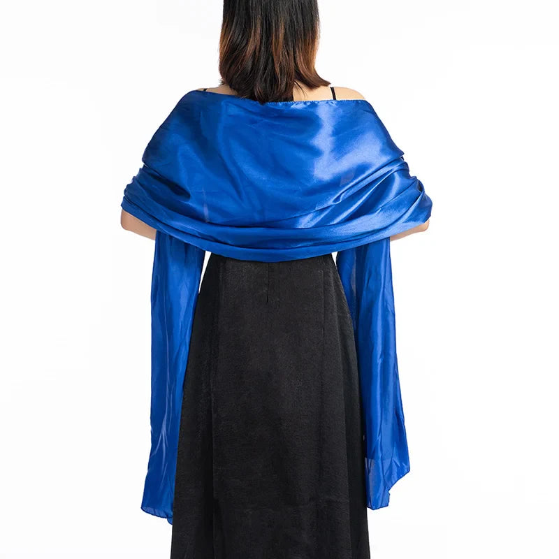 19 Colors New Arrival Women Evening Wraps Shawls 240*70cm Satin Long Formal Wedding Party Ladies Bolero 2 Size Can Choose jewelblue