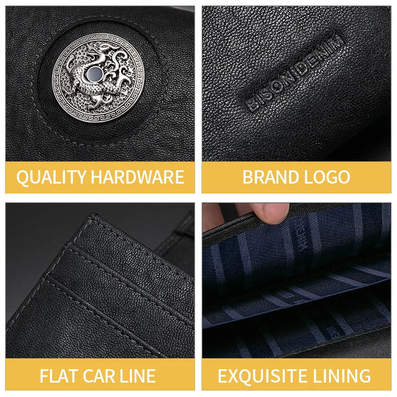 Vintage Long Wallet Genuine Leather New Designer Brand Luxury Cowhide Handbag Card Holder Men Women Purse Wallet