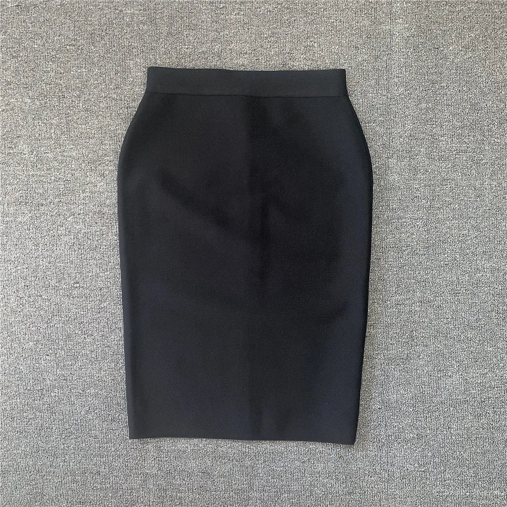 Women Rayon Bandgae Skirt Elegant Pencil Skirt Celebrity Sexy Club Party Wear Vintage Vestios