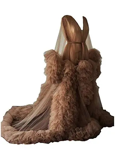 Maternity Robes Wedding Shawl Pregnant Women Sexy Tulle Bathrobe Dresses Photo Shoot Party Fluffy Baby Shower Gowns 14