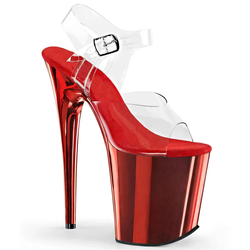 Fashion Sexy Pole Dancing Shoes Summer 20 Cm PVC Women Sandals Thin High Heels Buckle Strap Size 34-46 color 5