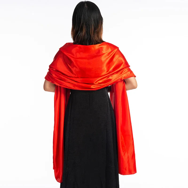 19 Colors New Arrival Women Evening Wraps Shawls 240*70cm Satin Long Formal Wedding Party Ladies Bolero 2 Size Can Choose red