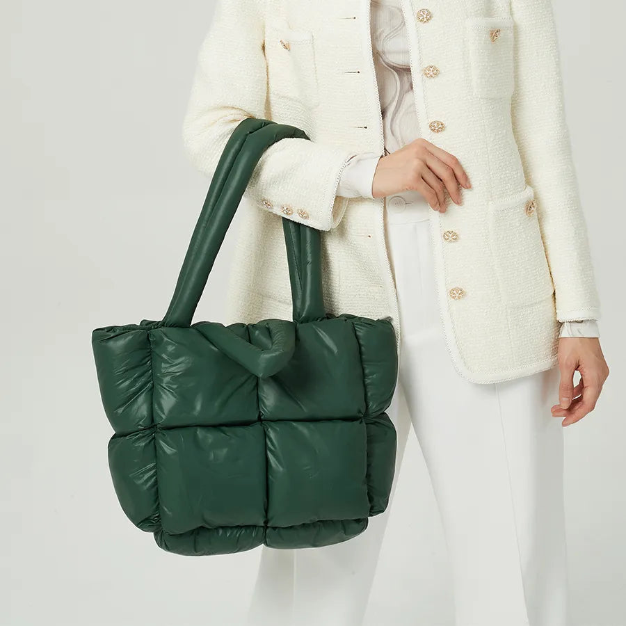 Fashion Large Tote Padded Handbags Designer Quilted Women Shoulder Bags Luxury Nylon Down Cotton Crossbody Bag Winter Purse